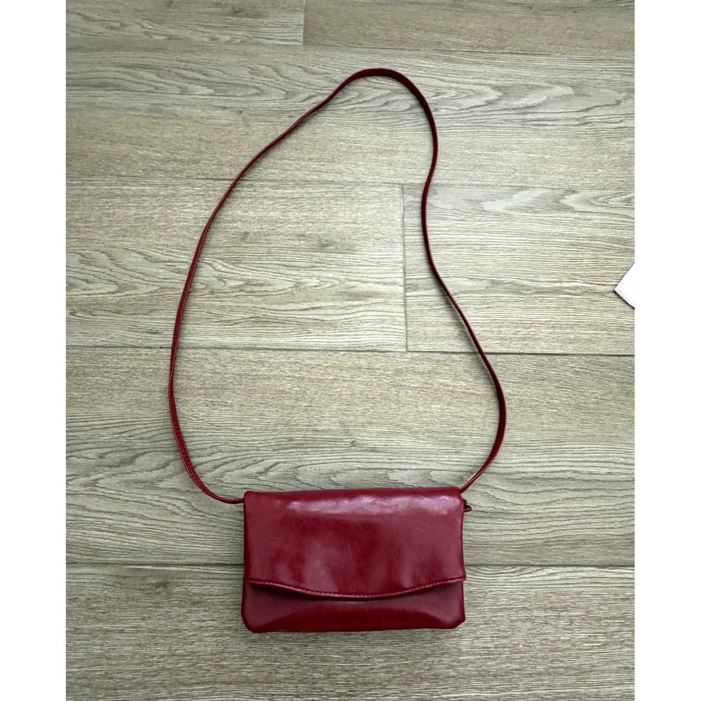 Red Small Crossbody Bag Magnetic Flap Zipper Pocket Lined Inner Pockets